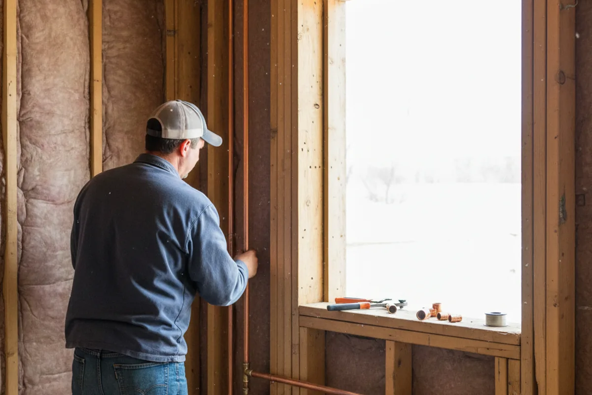 Licensed plumber running new copper supply lines in a Browns Summit home