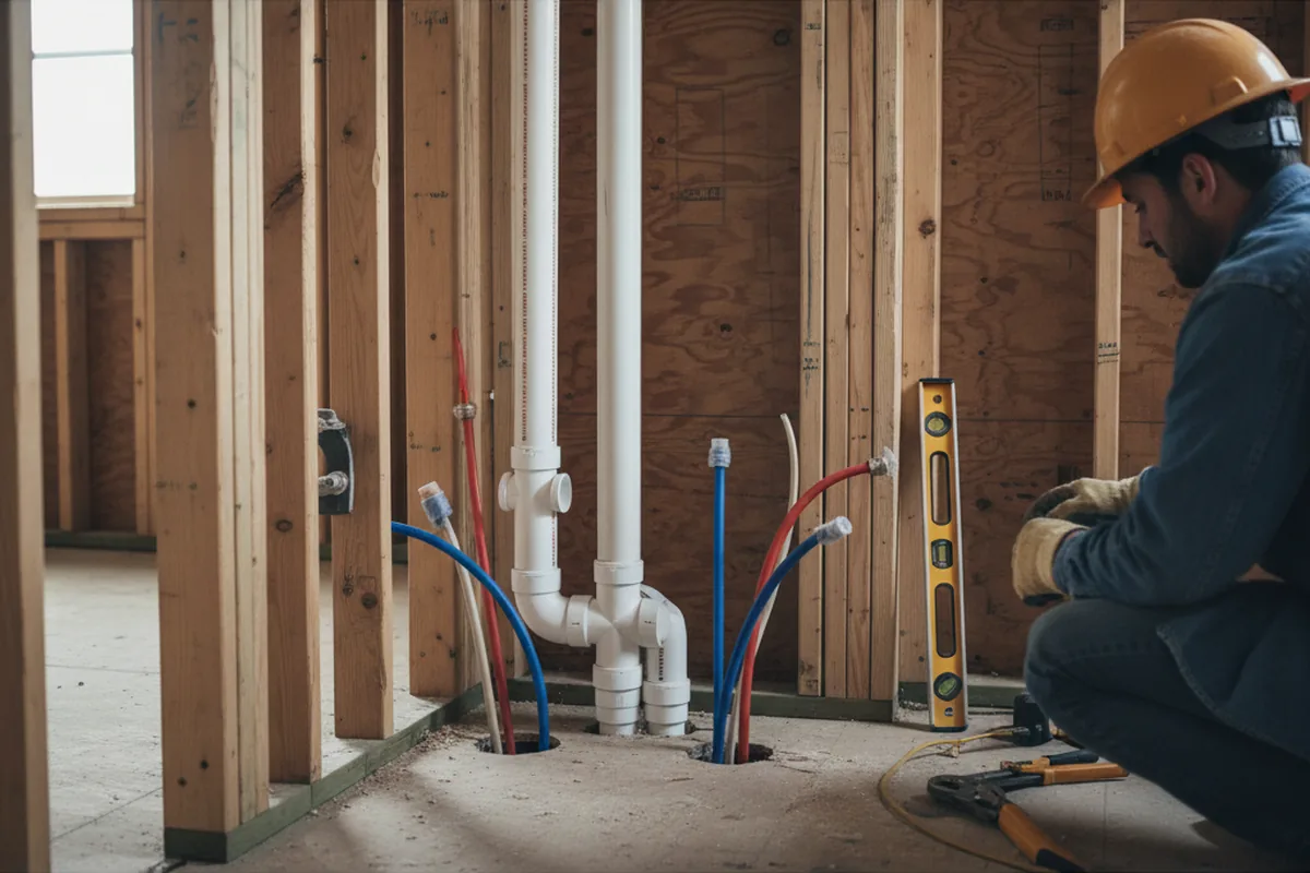 Drain and supply rough-in during Leak Detection in Browns Summit